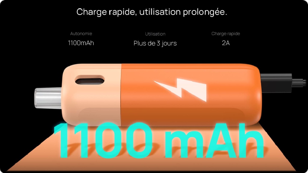 1100mAh de batterie avec charge USB-C